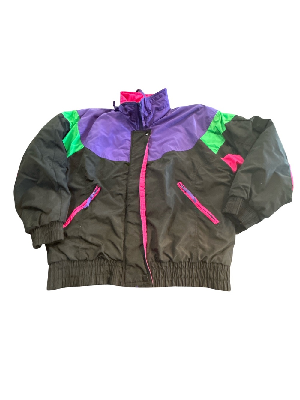 Vintage 80s 90s Mixed Blues Colorblock Ski Jacket Puffer Coat M Neon Streetwear